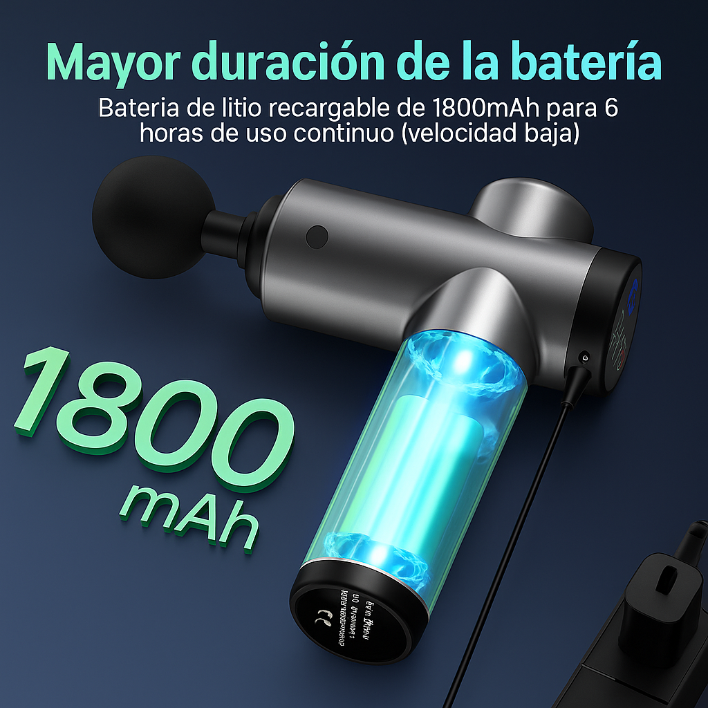 PISTOLA DE MASAJE GRANDE CON MALETÍN + CABEZALES